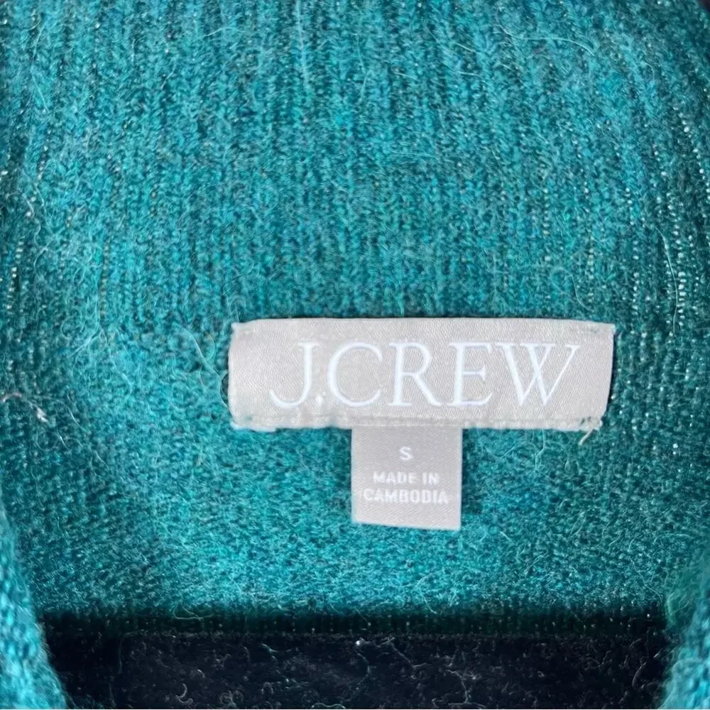 J.Crew Roll Neck Sweater Merino Wool Green Small Preppy Quiet Luxury Old Money